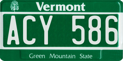 VT license plate ACY586