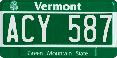 VT license plate ACY587