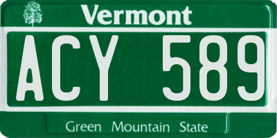 VT license plate ACY589