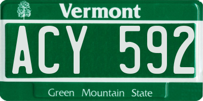 VT license plate ACY592