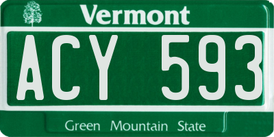 VT license plate ACY593