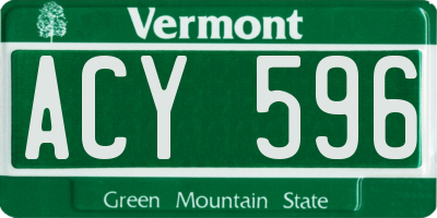 VT license plate ACY596