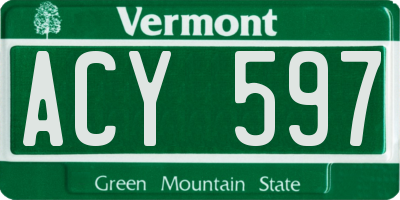 VT license plate ACY597