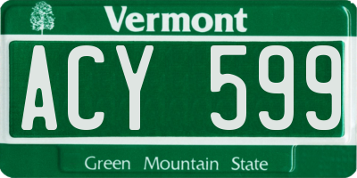 VT license plate ACY599