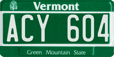 VT license plate ACY604
