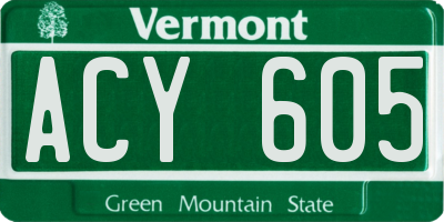 VT license plate ACY605
