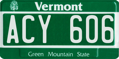 VT license plate ACY606