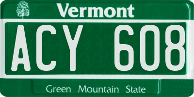 VT license plate ACY608