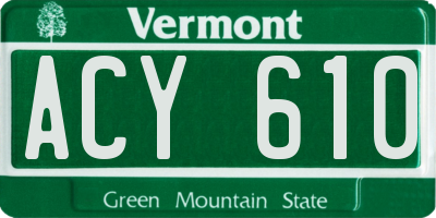 VT license plate ACY610