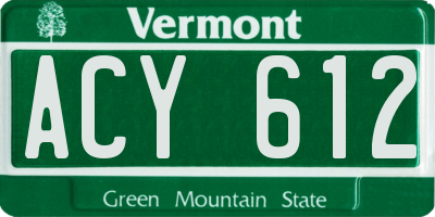 VT license plate ACY612