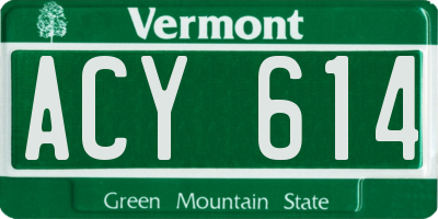 VT license plate ACY614