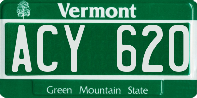 VT license plate ACY620