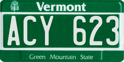 VT license plate ACY623