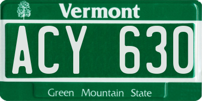 VT license plate ACY630