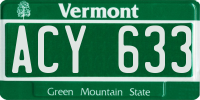 VT license plate ACY633