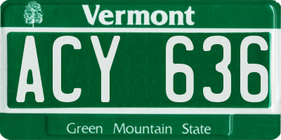 VT license plate ACY636