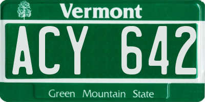 VT license plate ACY642