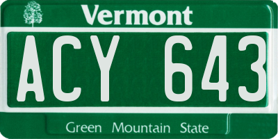 VT license plate ACY643
