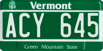 VT license plate ACY645