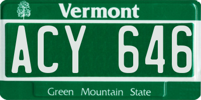 VT license plate ACY646