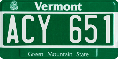 VT license plate ACY651