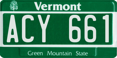 VT license plate ACY661