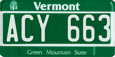 VT license plate ACY663
