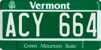 VT license plate ACY664