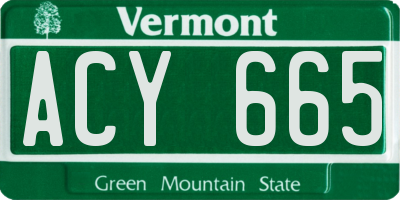 VT license plate ACY665