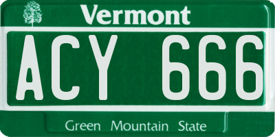 VT license plate ACY666