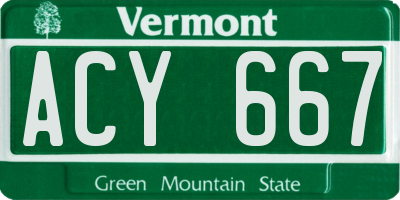 VT license plate ACY667