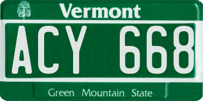 VT license plate ACY668