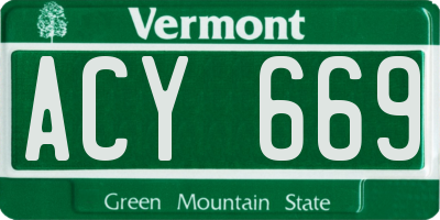 VT license plate ACY669