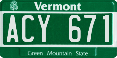 VT license plate ACY671
