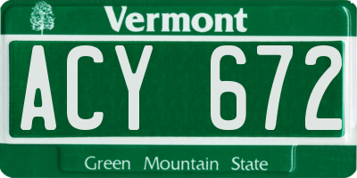 VT license plate ACY672