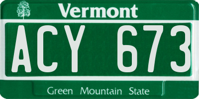 VT license plate ACY673