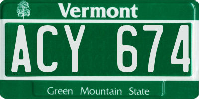VT license plate ACY674