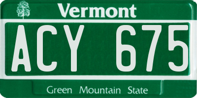 VT license plate ACY675