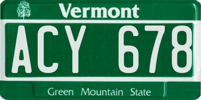 VT license plate ACY678