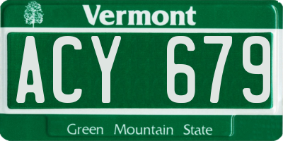 VT license plate ACY679