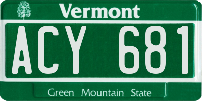 VT license plate ACY681