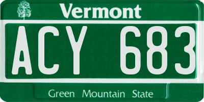 VT license plate ACY683