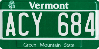 VT license plate ACY684