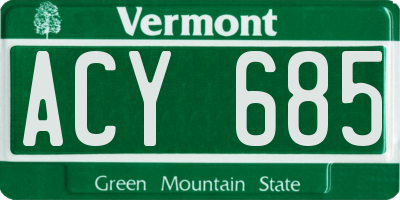 VT license plate ACY685