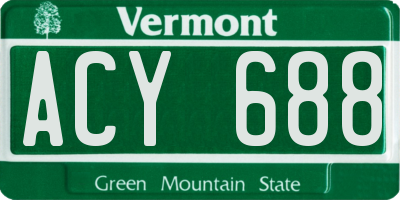 VT license plate ACY688