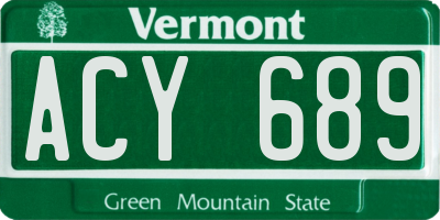 VT license plate ACY689