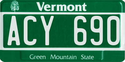 VT license plate ACY690