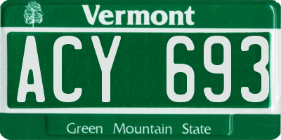 VT license plate ACY693