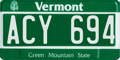 VT license plate ACY694