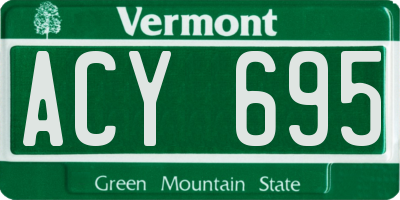 VT license plate ACY695